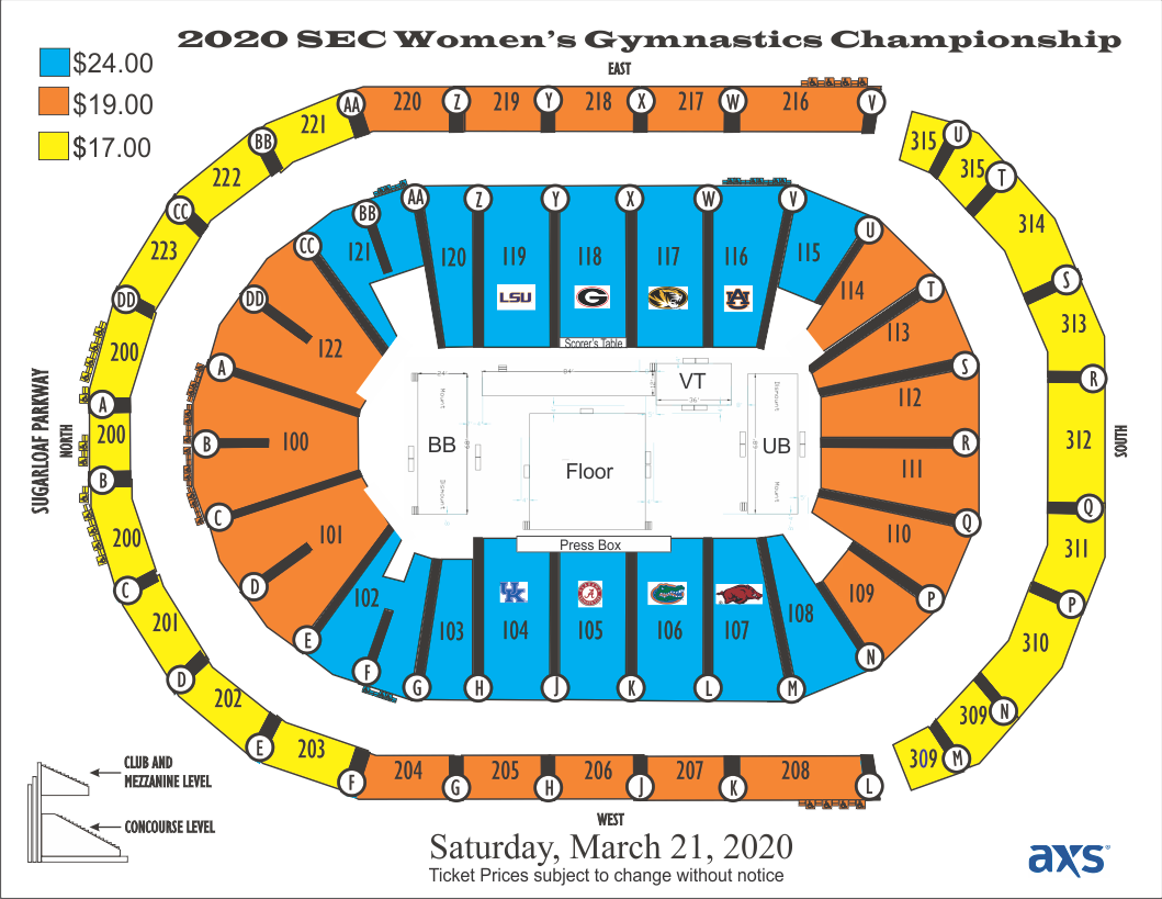 Stegeman Coliseum Gymnastics Seating Chart